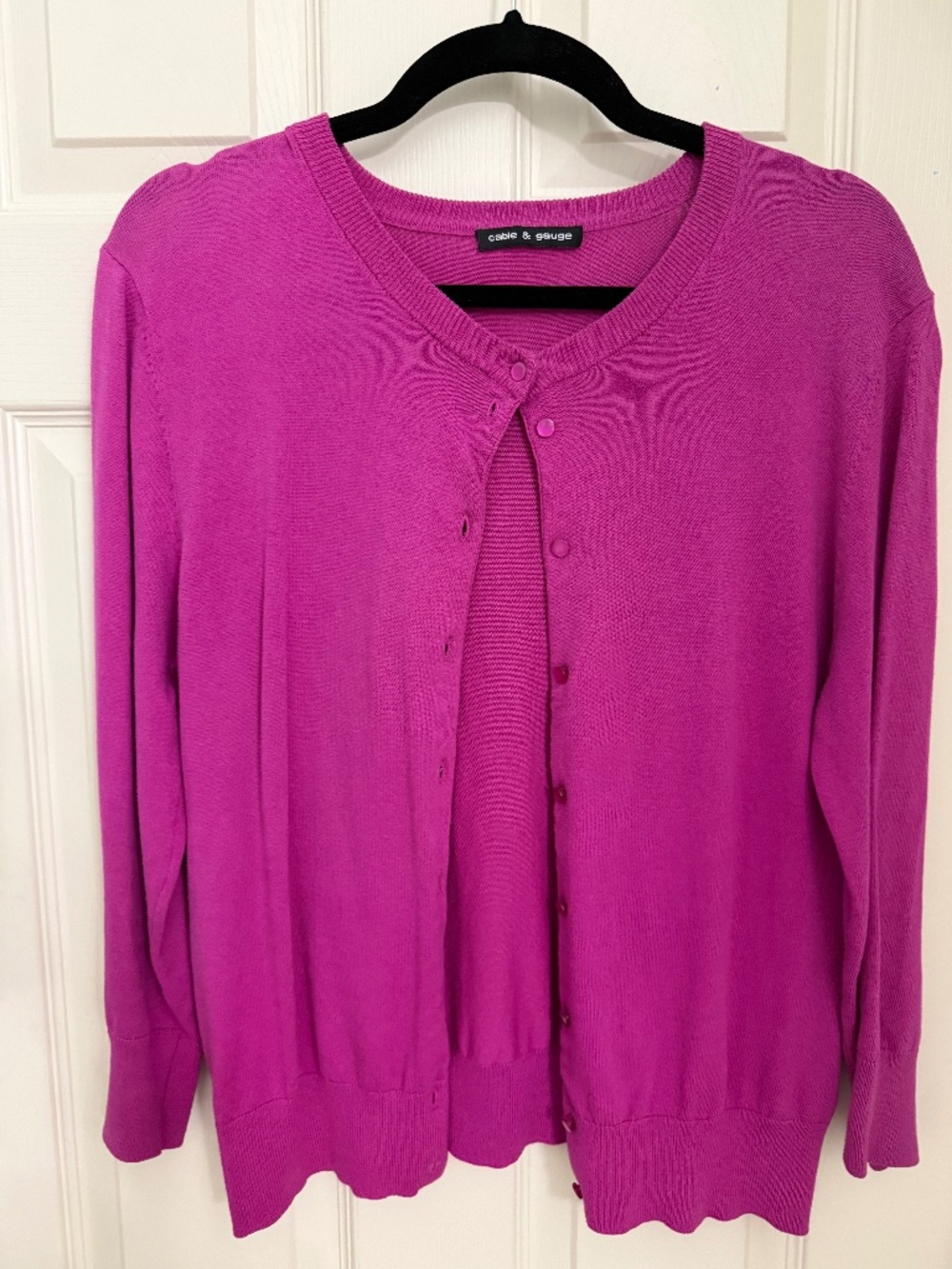 Cable & Gauge Magenta Cardigan Sweater
